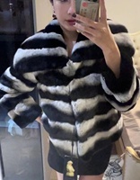 MWFur jaket bulu asli wanita musim dingin dengan kerah besar lengan penuh desain Chinchilla Rex mantel bulu kelinci untuk wanita