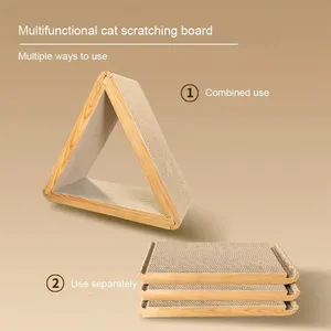 Alas Garukan Kucing Lipat Segitiga dari Karton, 6 Sisi yang Dapat Digunakan, Tiang Garukan Kucing untuk Kucing di Dalam Ruangan, Alas Garukan Vertikal - Product Image 5