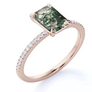 เครื่องประดับเพชรโมอิสแหวนแต่งงานสำหรับผู้หญิงแหวนหมั้นเพชรเม็ดเดี่ยวหินมอสหินอาเกต - Product Image 2