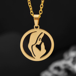 Collar con Colgante de Retrato <span class=keywords><strong>Rayer</strong></span>, Alta Calidad, Acero Inoxidable Chapado en Oro de 18K, Collar con Colgante de Virgencas, Joyería Fina, Cadena de Eslabones - Product Image 4