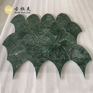 Thiết kế cổ điển Verde affai đá cẩm thạch hình dạng quạt bằng tia nước Gạch <span class=keywords><strong>Mosaic</strong></span> cho trang trí nội thất - Product Image 1