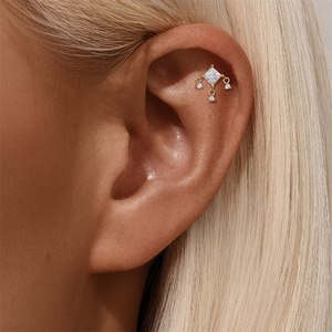 Pendientes de Cadena con Zirconia de Base Plana en Forma de Ojo, Estilo Moderno para Boda o Regalo - Product Image 4