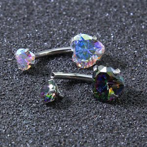 SC-anillos de acero inoxidable para el vientre, joyería colorida para el vientre, saludable, a la moda, con doble Corazón de circón, superventas - Product Image 4