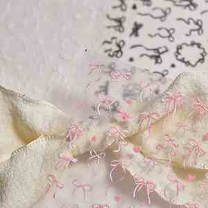 Autocollants pour ongles en ruban 5D rose, blanc et <span class=keywords><strong>noir</strong></span>, nœud papillon brillant, strass, autocollants pour ongles en forme de cœur scintillants, guirlande - Product Image 3