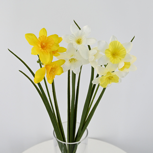 Élégantes fleurs artificielles de jacinthe et d'<span class=keywords><strong>iris</strong></span>, effet toucher réel, blanches et jaunes, 58 cm, pour décoration de mariage et de maison, vente en gros - Product Image 2