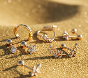 Boucles d'oreilles en titane G23 avec zircon inférieur, <span class=keywords><strong>boucle</strong></span> fermée, sans couture, multifonctionnelles, <span class=keywords><strong>pour</strong></span> le nez, le <span class=keywords><strong>cartilage</strong></span> - Product Image 1