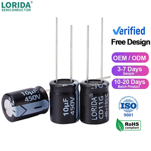 LORIDA Condensateurs électrolytiques haute tension 450V 22UF 13*21MM à bas <span class=keywords><strong>prix</strong></span> 3000 heures pour composants électroniques en aluminium - Product Image 1