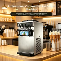 Máquina comercial para hacer helados suaves de un solo sabor y tres sabores con gran capacidad de producción