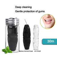 Fil dentaire écologique en fibre de charbon de bambou, cure-dent avec saveur menthe, rechargeable
