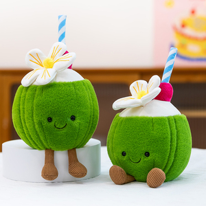 Mignonne Noix de coco Poupée Vert Noix de Coco Compagnon En Peluche Jouet Porter Fleur Mangue Boisson Poupée Tissu Poupée Enfants Cadeau Femme - Product Image 4