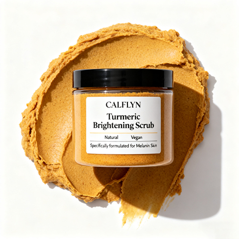CALFLYN Turmeric Brightening Scrub Natural Vegan Exfoliator for Melanin Skin OEM/ODM Private Label, Customization Manufacturing