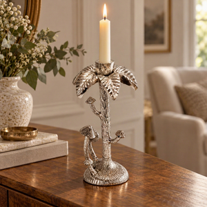 Porte-bougie conique en métal artisanal en forme de palmier, décoration moderne pour la maison, centre de table, cadeau de luxe pour le salon, la salle à manger - Product Image 1