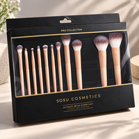Boîte d'emballage personnalisée pour ensemble de pinceaux cosmétiques avec fenêtre transparente et languette de suspension, boîte de présentation en papier pour pinceaux de maquillage