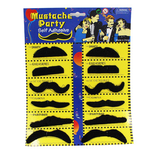 Vente en gros de 12 pièces déguisement de fête mascarade accessoires amusants simulation <span class=keywords><strong>fausse</strong></span> <span class=keywords><strong>barbe</strong></span> moustache noire pour la fête - Product Image 1
