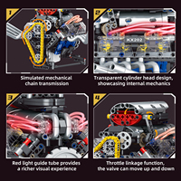 Kit de Construcción K96202 de Bloques de Programación Mecánica que Simula un Motor V8, Modelo de Juguete con Motor de Potencia