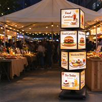 Boîte à lumière rotative verticale sur pied, panneau publicitaire LED éclairé, affichage de menu portable, panneau promotionnel extérieur