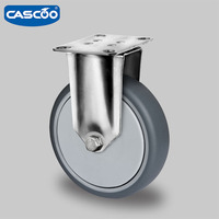 CASCOO 4 pouces roulettes de chariot pivotantes industrielles roue à usage moyen en acier inoxydable plaque supérieure en caoutchouc thermoplastique polypropylène