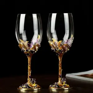 Verre à champagne en cristal sans plomb, en émail créatif, de haute qualité, gobelet à vin rouge, coffret cadeau de mariage