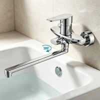 Robinet de salle de bain moderne à poignée unique, mural, rotatif, en alliage de zinc, avec noyau en céramique, adapté aux hôtels et appartements