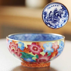 Silk Enamel Master Cup Tea Cup Ceramic Tealight Light Luxury Kung Fu Tea Set Office Tea Bowl - Product Image 6