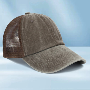 Kustom Logo Vintage Trucker topi bisbol pria wanita tidak terstruktur dicuci topi ayah Snapback jala lembut hadiah promosi - Product Image 2