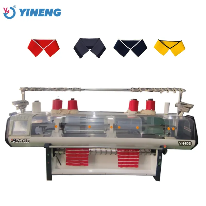 Collar e algemas Knitting Machine Camisa Jacquard Collar Making Machine Sistema único computadorizado Flat Knitting Machine Knitwear