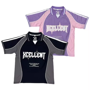 Retro Fußballtrikot Individuell Klassisches Vintage-Design Stickerei-Logo Ripp-Polo-Fußballshirt Schuluniform - Product Image 3