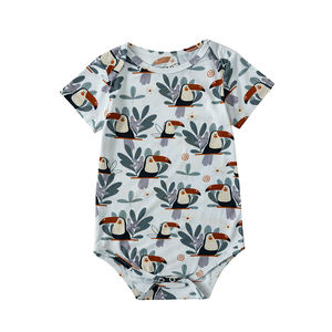 Conjuntos de Ropa de Verano para Bebés Niños y Niñas, Mono de Fibra de Bambú con Botones a Presión y Diseño Liso para Gatear - Product Image 4