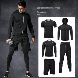 Bộ đồ thể thao nam <span class=keywords><strong>5</strong></span> món, áo sơ mi chạy nhanh khô, Bộ đồ tập bóng rổ, trang phục thể dục tại nhà thể thao ngoài trời - Product Image 2