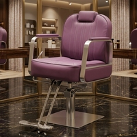 Chaise de coiffure hydraulique ergonomique en cuir, portable, vintage, robuste, pour salon de beauté, en promotion