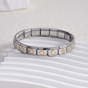 Bracelet modulaire italien en alliage de zinc, élastique, à assembler soi-même, unisexe, chaîne à maillons tendance - Product Image 4