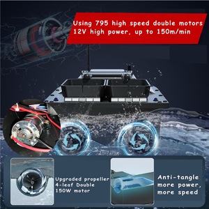 Thuyền câu mồi điều khiển từ xa S70 12V 20A tốc độ cao chống nước 9.8Km/H, thuyền câu cá chép điều khiển từ xa - Product Image 6