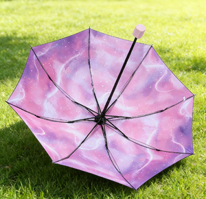 Parapluie pliant 3 sections à ouverture automatique en tissu pongé de couleur alternative imprimé avec motif floral 8K - Product Image 3