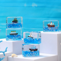 Décoration créative en acrylique en forme de bateau avec sable liquide flottant, best-seller, cadeau tendance, anti-stress