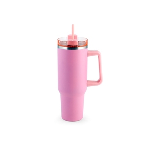 Fuchsia Stainless Steel Thermal Mug 1.2L With Straw Insulated <b>Tumbler</b> For Cold <b>Drinks</b> - Product Image 1