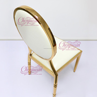 Chaises de banquet ovales en métal doré brillant électroplaqué, confortables, pour hôtels, restaurants et événements - Vente en gros usine
