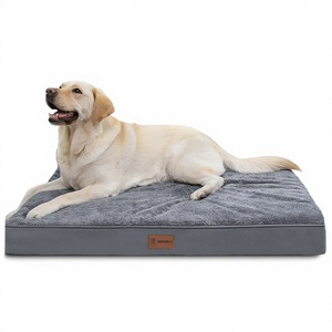 Colchón ortopédico impermeable <span class=keywords><strong>de</strong></span> espuma <span class=keywords><strong>de</strong></span> caja <span class=keywords><strong>de</strong></span> huevos con etiqueta <span class=keywords><strong>de</strong></span> cuero para alivio <span class=keywords><strong>de</strong></span> articulaciones para perros, para suelo interior, venta al por mayor - Product Image 1