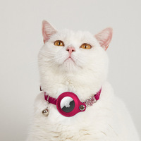 GPS pour animaux de compagnie collier de chat en cuir Apple avec support collier de chat réfléchissant avec anneau de cloche accessoires pour animaux de compagnie collier de chien collier de diamant