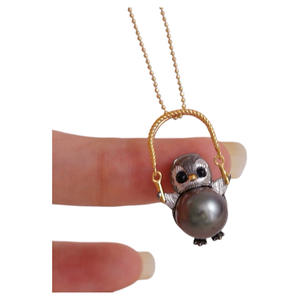 WENCHI 10166 Colgante DIY de Plata con Soporte Vacío para Perlas Redondas de 10-11mm, Collar Pingüino, Accesorios de Plata S925, Perla China - Product Image 5