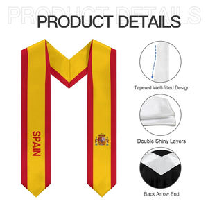 Estola <span class=keywords><strong>de</strong></span> Satén Barata para Graduación 2026, Lisa <span class=keywords><strong>de</strong></span> Doble Cara, Personalizable con Logotipo, con Diferentes Banderas <span class=keywords><strong>de</strong></span> Países - Product Image 6