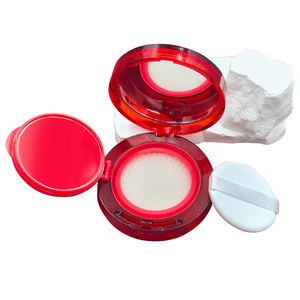 Boîte ronde transparente <span class=keywords><strong>rouge</strong></span> à coussin d'air de 15g, boîte d'emballage pour fond de teint crème bbcc avec <span class=keywords><strong>bouton</strong></span>, boîte en plastique - Product Image 4
