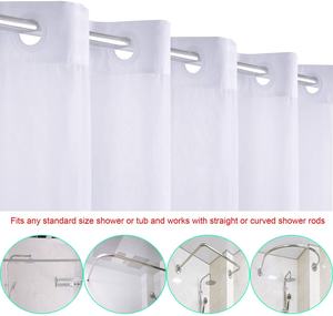 Approvisionnement d'usine 71 "* 74" <span class=keywords><strong>rideau</strong></span> <span class=keywords><strong>de</strong></span> <span class=keywords><strong>douche</strong></span> chic sans crochet <span class=keywords><strong>de</strong></span> couleur blanche facile à accrocher - Product Image 2