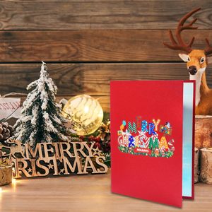 Custom Greeting 3D Pop-Up Christmas Card Eco-friendly <b>Gloss</b> Varnishing Thermal Transfer Printing Elegant <b>Paper</b> Merry Christmas - Product Image 2