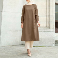Chemisier à manches longues pour femmes musulmanes, chemises décontractées, chemises, Tops, tunique, Blusas, Chemise lâche, turc, Chemise solide