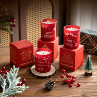 Rote Glasbecherförmige Handgemachte Sojawachs-Kerze mit Holzduft, Aromatherapie-Duftkerze für Romantisches Kerzenlicht-Dinner, Zuhause und Weihnachten