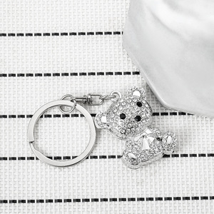 Creative 3D Silver Metal Craft Keychain Cartoon Animal Custom Rhinestone <strong>Bow</strong> Tie Durable Promotional Bear Keychains - Product Image 4