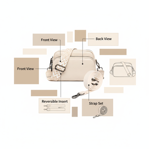 Borsa a Tracolla in Pelle con Texture Lychee Personalizzata, Borsa per Fotocamera con Doppia Cinghia, Piccola Borsa Quadrata per Uso Quotidiano Femminile - Product Image 2