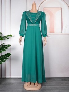 Abayas musulmanes de Dubaï pour femmes, robes longues en mousseline de soie à manches longues, robes de soirée de mariage, robes de bal, vêtements islamiques, caftan marocain <span class=keywords><strong>femme</strong></span> <span class=keywords><strong>boubou</strong></span> - Product Image 2