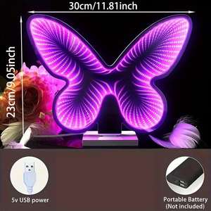 Butterfly Abyss <b>Mirror</b> LED Neon Light Cool Purple Tunnel Design Multi-color <b>Mirror</b> Effect IPX3 Waterproof Home Buildings - Product Image 2