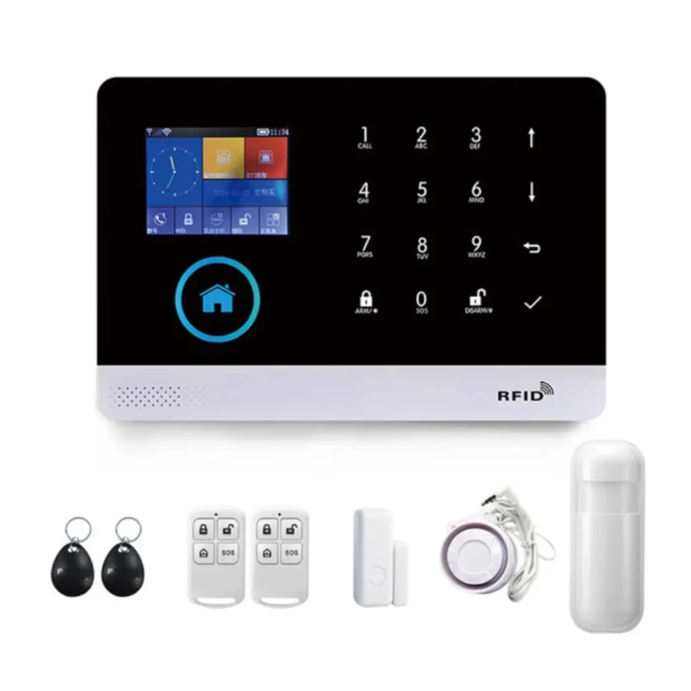 Sistema de alarme de fogo para porta/janela, interfone com voz sos, chamada rápida, sensor de movimento pir, wi-fi e 4g com câmera inteligente tuya